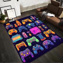 Colorful Retro Gaming Controllers Pattern Rug For Living Room Suitable for use as an anti-slip for living room bedroom sofas 40x60cm( 15x23in )