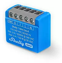 Shelly 1 Mini Gen4 1 kanalo relė 8A (WiFi, Bluetooth, Zigbee, Matter)