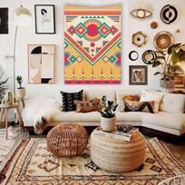 Orange Bohemian Indian Boho Hippie Tapestry 75x100 juoda