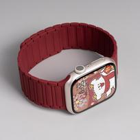 Zhang Jingyi Style S9/S10/S11 Apple Watch Magnetic Silicone Strap, Compatible with Series 8 42/44/45/49mm vyno raudonos spalvos