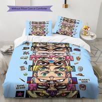 JoJo's Bizarre Adventure Pillowcase & Duvet Cover Set for Home Decor Birthday Gift (1 * duvet cover + 2 * pillowcase, without core) 135x200cm