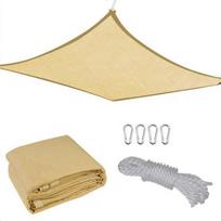 Tvirtas vandeniui atsparus stačiakampis saulės gaubtas stogelis siūlo maksimalią UV apsaugą Beige-Square(Breathable),2*2M/6.6*6.6ft