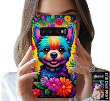 Etui Do Samsung Galaxy S10 Plus - Kwiaciste Wzory Piesek Pies Jork Plecki
