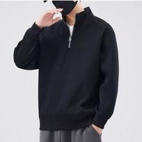 Men's High-End Korean Style Half-Zip Hoodie, Autumn/Winter 2024 Fashion Trend, Stand Collar Pullover Base Layer M juoda