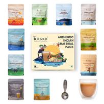 Teabox Autentiškas Indijos prieskonių Chai bandymų rinkinys | 10 unikalių Chai mišinių × 30g | 300g (10.58oz) Iš viso | Be dirbtinių kvapiklių | Pagaminta mažomis partijomis