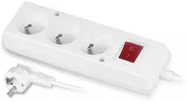 Jonex Prailginamasis laidas su trijų krypčių lizdu su jungikliu 3x2p+Z 10A 5m baltas