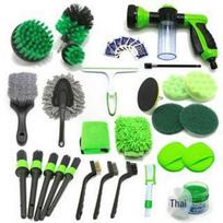 34-Piece Electric Drill Cleaning Brush Set for Car and Polishing 34-Piece Car Cleaning Set žalia