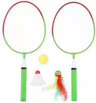 NRZ051 PLIENINIS / BADMINTONAS RINKINYS 2 RAKETĖS + SKRAUTĖS + KUMULIAI JAUNIEJI NILAI