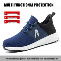 Men's Worksite Safety Shoes - Breathable, Wear-Resistant, Anti-Smash/Puncture, Cushioned Comfort for All-Day Wear