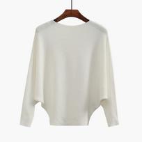 Loose Casual Fashion Bat Long Sleeve Women Sweater Solid Color Pullover Autumn Winter Knitted Tops Elegant Simple Sweaters Basic Clothing one size balta