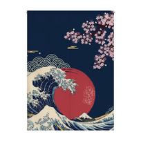 Japanese Sakura Koi Door Curtain Feng Shui Curtain Partition Curtain Good Luck Home Bedroom Kitchen Decor Artistic Half Curtain W80xL120CM