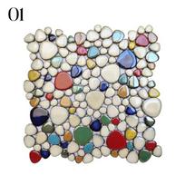30X30Cm Ceramic Pebble Mosaic Tiles Anti-Slip Waterproof for Bathrooms Spa Pools Wall Floor Decor Blue White Tile Sheet