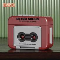 Retro Tape Recorder Keychain Mini Recording Music Box Keyring Backpack Small Pendant Decompression Ornament Birthday Couple Gift