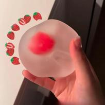 1pc Strawberry Mochi Squishy Toy, Slow Rebound Stress Relief Squeeze Toy, Soft Fidget Toy for Anxiety Relief raudona