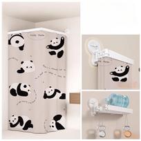 L Shape Folding Shower Curtain Suction Cup No Drilling Bathroom Dry and Wet Separation Waterproof Toilet Corner Shower Partition (as the picture,100x180cm)