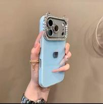 iPhone 17 Pro Max Cat Ears Glitter Case with Rhinestones for 16 Pro & New 14 13 Pro Max mėlyna