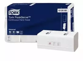 Popieriniai rankšluosčiai Tork PeakServe Continuous H5 (100585), 1 sluoksnio, baltos spalvos, lapeliais