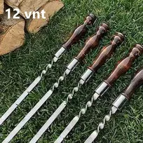 Bbq Expert Iešmų šašlykams su medine rankena 55cm komplektas (12vnt)