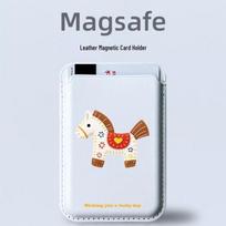Heart-Shaped MAGSafe-Compatible Leather Card Holder for Apple Phones Single Card Holder balta