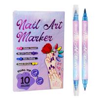 Dual Tip Nail Art Marker Set Water Based Non Fading Quick Drying No UV Curing Required Includes Ten Assorted Colors for Detailed Nail Design One Size rožinė