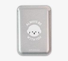 Cute Bichon Dog MagSafe Leather Card Holder Phone Case Single Card Holder