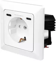 LogiLink Sieninis lizdas 1 lizdas + 2 prievadų USB-C įkroviklis, 25 W PD