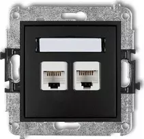 Karlik MINI Dvigubas kompiuterio lizdas 2xRJ45 6 kat. 8 kontaktų matinė juoda 12MGK-4
