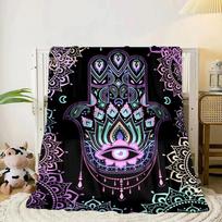 Colorful Hamsa Mandala Pattern Blanket Flannel Blanket Throw Blanket Sofa Cover Blanket Soft Premium Blanket Picnic Blanket Tv Blanket Gifts 75x90cm