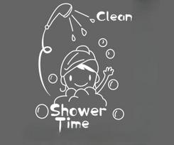 1pc Clean Shower Time Cute Little Girl Child Bathroom Glass Door Waterproof Wall Stickers Home Decoration Bathroom Accessories (as the picture,30x40CM)