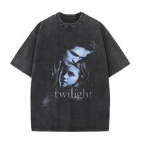 Hot Twilight Vampire Robert Pattinson Edward Cullen Bella Graphic Tshirt Unisex Women Vintage Washed Cotton Fashion Oversized Tees M