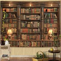 Gobeleno knygų lentyna Spenlife sieninis kabinamas vintažinė biblioteka 75x100 juoda