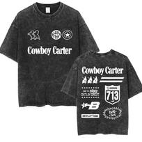 Vintage Washed Beyonc Cowboy Carter Album  Print T Shirts Unisex Womens Hip Hop Aesthetic Short Sleeve Tshirt Yk Streetwear S