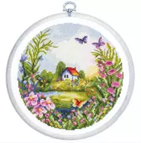 luca S Skaičiuojamo kryželiu siuvinėjimo rinkinys su lanku „The Summer“ 17x17 cm SBC220