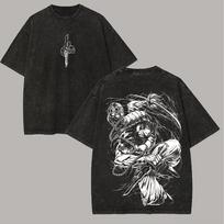Toji Fushiguro Tshirt Jujutsu Kaisen Inverted Spear Tee Vintage Washed Oversized Retro Anime Harajuku Men Streetwear Clothes XL