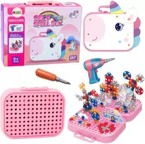 Lean Toys Vienaragio motyvo konstravimo rinkinys su elektriniu atsuktuvu