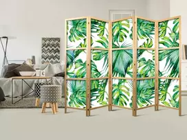 Artgeist Japoniška kambario pertvara - Monstera and Palm Leaves II