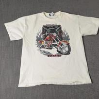 Vintage Y2K American Chopper Motorcycle Biker Grunge Cyber Goth White T-T-Shirt S M