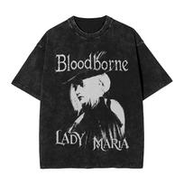 Bloodborne Video Game Graphic Print Tshirt Men Women Vintage Washed Cotton Harajuku Streetwear Fashion Oversized Summer New Tee S