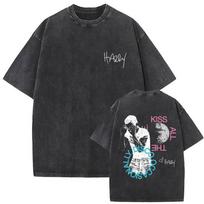 Hot Sale Harry Styles Graphic Print Tshirt Men Women Loose Casual Vintage Washed Cotton Summer New Tee Oversized Streetwear Top S