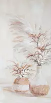 Eurofirany Rankomis tapytas paveikslas ant drobės, augalai vazose, smėlio spalvos tonai, 60x120 cm, boho ir skandinaviškas stilius, pailgas formatas svetainei ar miegamajam, sienų dekoras