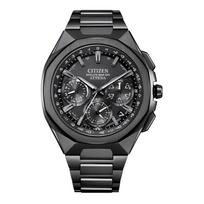 CITIZEN Attesa series, 100 meters waterproof, fashionable and simple style, light Quartz, titanium strap, , 44mm men's watch, black dial CC4105-69E juoda