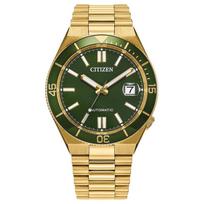 CITIZEN Mechaninis laikrodis Serija 100 metrų atsparumas vandeniui Datos rodymas Automatinis Plieninė apyrankė 40mm Vyriškas laikrodis Žalias ciferblatas NJ0232-53X mėlyna