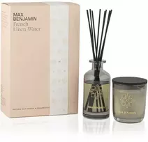 Max Benjamin Aromatinės žvakės ir namų kvapo rinkinys FRENCH LINEN WATER