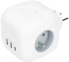 „Solight Cube“ maitinimo lizdas, 3x 16A + USB A+C, baltas, įjungimo/išjungimo jungiklis