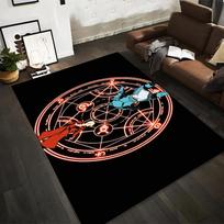 Anime-Inspired Carpet with Red Magic Circle and Two Characters Suitable for use as an anti-slip for living room bedroom sofas 40x60cm( 15x23in )