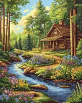 Beldizart Deimantų tapyba su porėmiu "Forest Stream" 40x50 cm DP422