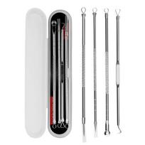 4Pcs Blackhead Acne Remover Set Beauty Skin Care Pore Cleaner Acne Needle Pimple Stainless Steel Pimple Needles Removal Tools sidabras