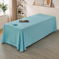 SPA lovos pilnas užvalkalas su baltu sijonu grožio salonui, masažo stalo paklodė, odai draugiška masažo lovos užvalkalas Sabnanas su anga 190x300cm dangaus mėlyna spalva