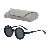 Round Steampunk Style Sunglasses with Metal Frame and UV Protection Lenses for Men and Women with Carrying Case Included One Size juoda