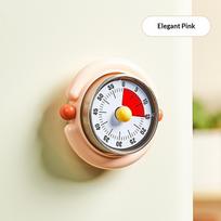 Mechanical Kitchen Timer Magnetic Base Cooking Timer Visual Time Management Alarm Reminder Device for Cooking Baking and Time Tracking one size rožinė